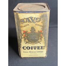 VINTAGE SAVOY SQUARE COFFEE TIN   ADVERTISING COLLECTIBLE picture