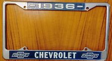 **Vintage 1936 CHEVROLET License Frame** Excellent Stainless picture