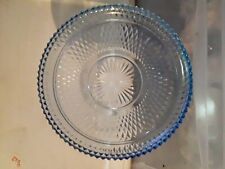 Vintage Indiana Glass Diamond Point Platter Snack Tray Cake Plate Icy Blue 12