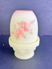 Fenton Burmese 2-Piece Fairy Lamp with Painted Roses by T. Berdine (Mendenhall) picture