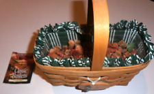 Longaberger Classic Basket With Plastic Liner Decorative Liner Wooden Tie-On picture