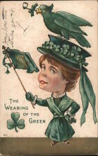 St. Patrick The Wearing of the Green-caricature of woman dressed in all green wi picture