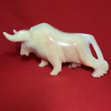 Vintage Onyx Carved Bull Statue Ox Sculpture Stone Figurine picture