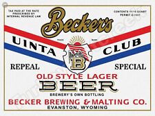 Becker's Uinta Club Beer Label 18