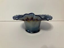 Vintage Blue Carnival Glass 6.5  vase picture