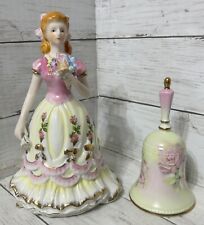 Limoges China Colonial/Southern Belle Figurine w/Flowers & Matching Bell EUC LN picture
