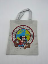 Vintage Disney's Small World Library Mickey Mouse Canvas Tote Bag Book Travel picture
