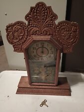 Antique E Ingraham Parlor Gingerbread Mantle Clock **Read** picture