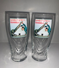Guinness Glasses Set of 2 Gilroy Design Lovely Day For A Guinness Aligator RARE picture