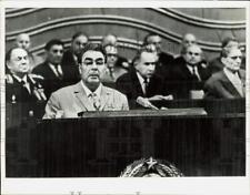 1968 Press Photo Leonid Brezhnev speaks at Soviet military academy in Moscow picture