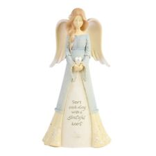 Foundations Figurine Angel of Gratitude Heart Religious 7.5in Tall 6007518 picture