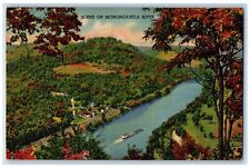 1939 Scene Monongahela River Morgantown West Virginia Antique Vintage Postcard picture
