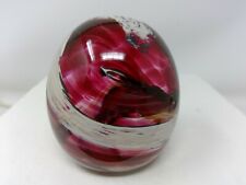 Monte Dunlavy Art Glass Red & Cream Swirl Paperweight picture