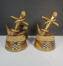 NAUTICAL MARITIME SEA SHIP ANCHOR ROPE LIGHTHOUSE MARION BRONZE BOOKENDS picture