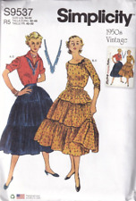 Simplicity S9537 1950's Vintage Misses' Skirt & Blouse Size 14-22 New/Uncut picture