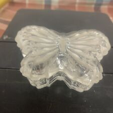 Vintage Clear Crystal Pretty Butterfly Trinket Jewelry Dish With Lid  3.5x2.5x1 picture