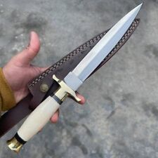 Custom Handmade D2 Steel Hunting Dagger Knife Bone Handle With Leather Sheath picture