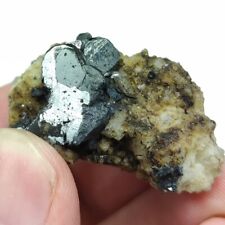 Natural Shiny Black Hematite Crystal On Matrix From KP Pakistan, 16 Grams picture