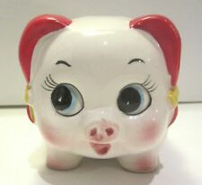 1950's GiftCraft Ceramic Pig Piggy Bank Souvenir Canada Maple Leaves Sticker  picture