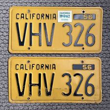 1956 California License Plate Matching Pair #VHV326 vintage picture