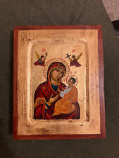 Hand Painted Eastern Orthodox Icon -Theotokos and Christ - Golden picture
