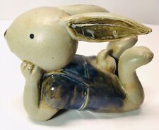 Vintage Bunny Rabbit Original Pottery Hand Painted Beautifully Glazed Figurine picture