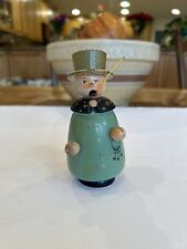 Vintage German Wooden Incense Smoker Man in Top Hat Green Coat Holiday Folk Art picture