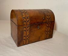 Antique 19th Century English Tunbridge Inlaid Marquetry Walnut Domed Tea Caddy picture