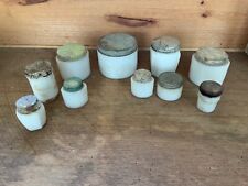 Vintage White Milk Glass Cold Cream Jars with Lids ~ Lot of 10, Various Sizes picture