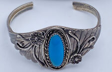VTG Navajo Patricia “Pat” Platero Sterling Sleeping Beauty Turquoise Open Cuff picture