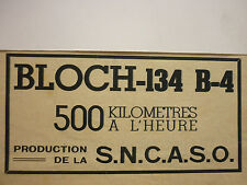 9/1937 PUB AIRCRAFT MARCEL BLOCH SNCASO BLOCH 134 B-4 ORIGINAL AD picture
