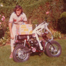 5O Photograph 1974 Boy With New Motorcycle Motorbike Minibike Gift Present picture