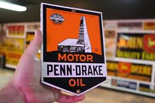 PENN-DRAKE MOTOR OIL  DEALER PORCELAIN METAL SIGN GAS SODA FORD CHEVY MOPAR picture