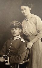 German WW1 Era Photo Soldier in Dress Uniform w/ Frau - Karlsruhe, BaWü Studio picture