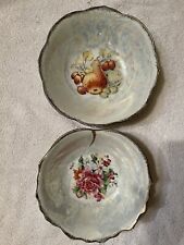 Vintage Trimont Set of 2/ 8” Bowls Lustreware Iridescent Pearl White Gold Trim picture