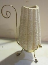 Vintage Mid Century Ceramic Textured  Cream Color vase w/ stand picture