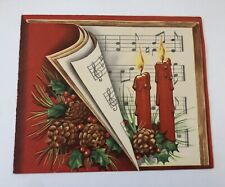 Vintage Holiday Christmas Greeting Card Paper Collectible Candles & Music Notes picture