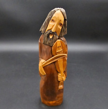 Hand Carved Wood Folk Art Musician Figurine Sculpture 9.5 inch picture