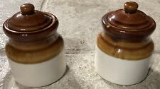 2 ~ Vintage Armbee Glazed Two-Tone Lidded Sugar Bowls picture