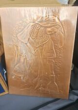 Vintage COPPER HANDCRAFTED WALL ARTWORK  MADE IN KOSOVA #10 LADY W/ VASES COPPER picture
