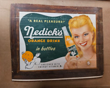 1920s Nedicks Orange Drink In Bottles Sign Cardboard Litho D picture