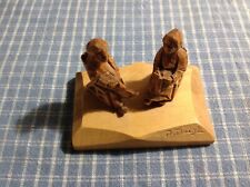 Signed D.Daigle Wood Carving Old Couple~Rocking Chairs Canada Pre-Owned~Rare Art picture