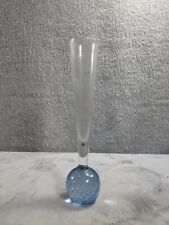 Bud Vase Blue MCM Controlled Bubble Art Glass 8” Tall picture
