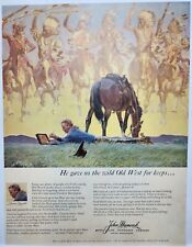 1959 John Hancock Insurance Wild Old West Horses Painting Print Ad Man Cave Art picture