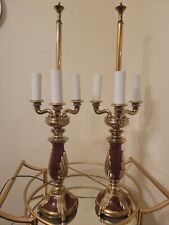 Pair of 2 Rembrandt 3-Light Candle Brass Lamp picture