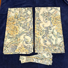 Vintage Croscill Pair Floral Curtain Panels Drapes Green Yellow Blue 40x84” picture