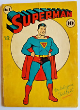 SUPERMAN #6 VG- 3.5 (A) (DC 1940) CLASSIC COVER, ADS FOR ALL STAR #1 & BATMAN #2 picture