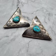 Vintage Navajo Sterling Silver Turquoise Shirt Collar Tips picture