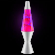 Lava Lamp 14.5 Inch Tall Classic Silver Base Pink Lava Purple Liquid picture