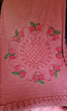 VINTAGE CANDLEWICK BEDSPREAD COTTON  PINK Rose SINGLE  Valance Fit picture